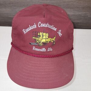 Vtg Rennhack Construction Adjustable Zipper Back Nissin Cap Hat Reeseville WI